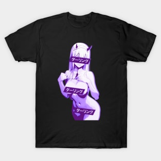 ダーリング Daringu #5 Purple Zero Two Darling Franxx Glitch Edit T-Shirt